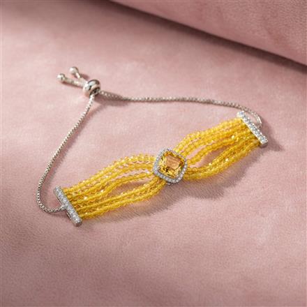 Cubic Zirconia Adjustable Bracelet With Rhodium Plating