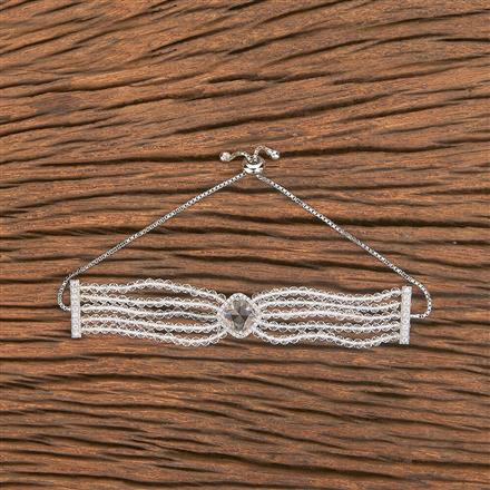 Cubic Zirconia Adjustable Bracelet With Rhodium Plating