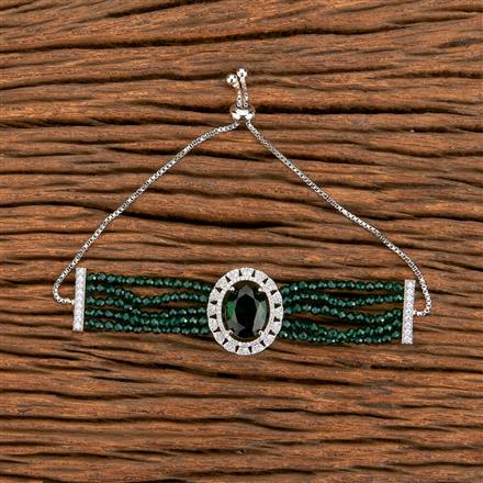 Cz Bandhai Bracelet With Rhodium Plating