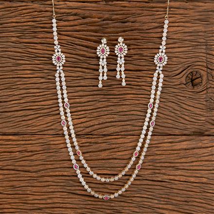 Cz 2 Line Necklace With 2 Tone Plating