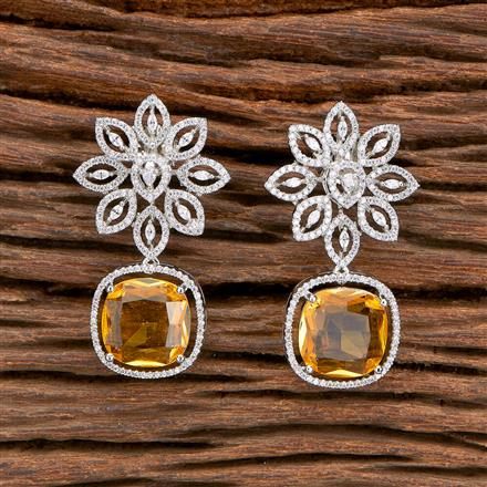Cz Classic Earring With Rhodium Plating
