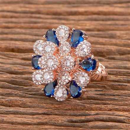 Cz Adjustable Ring With Rose Gold Plating