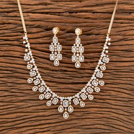 Cz Classic Necklace With 2 Tone Rhodium Plating