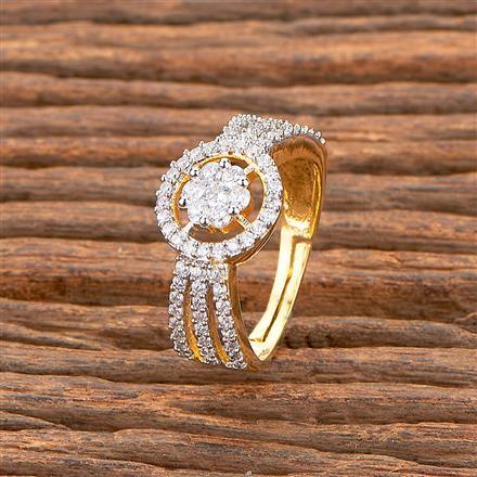 Cz Delicate Ring With 2 Tone Rhodium Plating