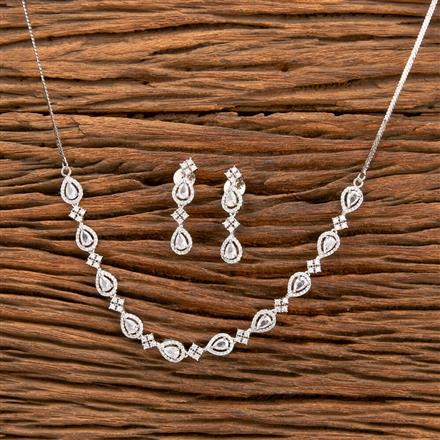 Cz Classic Necklace With Rhodium Plating