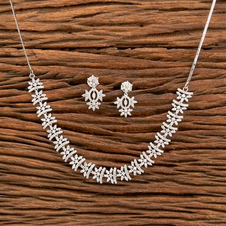 Cz Classic Necklace With Rhodium Plating