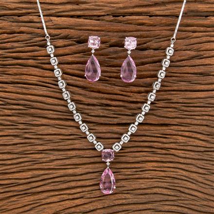 Cz Classic Necklace With Rhodium Plating