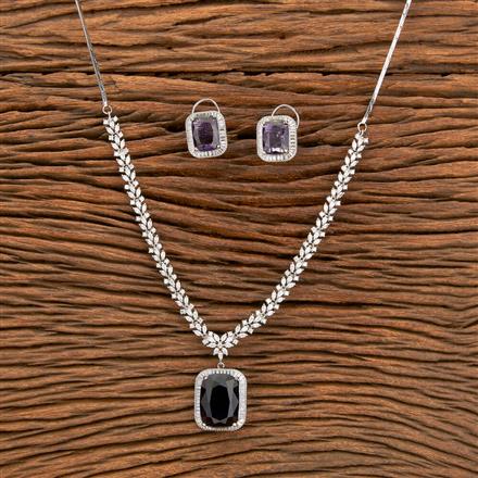 Cz Stone Necklace With Rhodium Plating