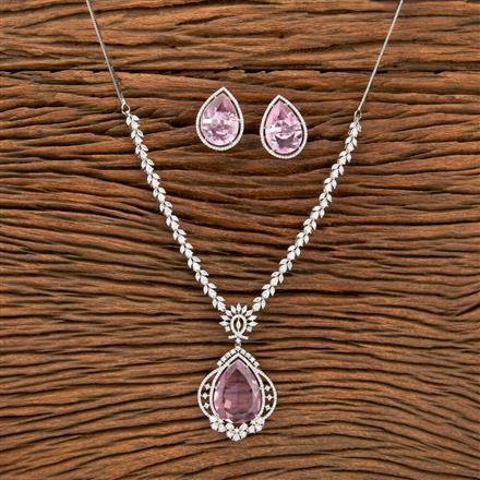 Cz Classic Necklace With Rhodium Plating