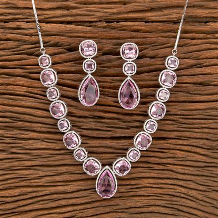 Cz Classic Necklace With Rhodium Plating