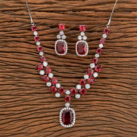 Cz Stone Necklace With Rhodium Plating