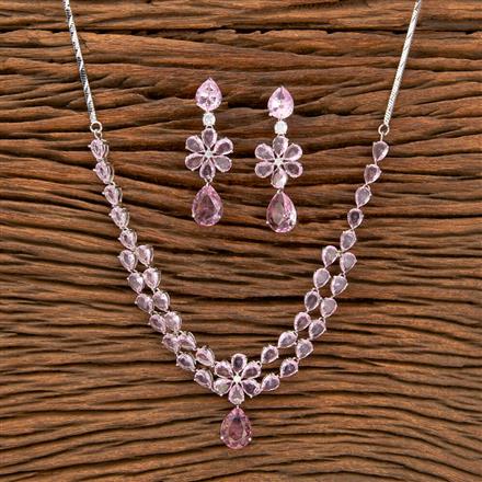 Cz Classic Necklace With Rhodium Plating