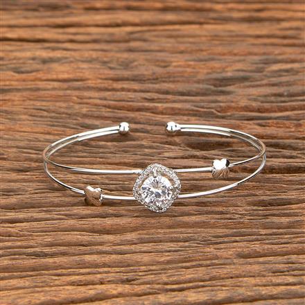 Cz Delicate Kada With Rhodium Gold Plating