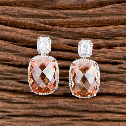 Cz Stone Earring With Rhodium Plating