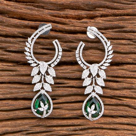 Cz Classic Earring With Rhodium Plating