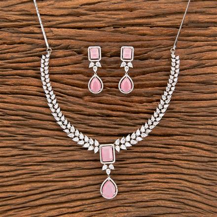 Cubic Zirconia Classic Necklace With Rhodium Plating