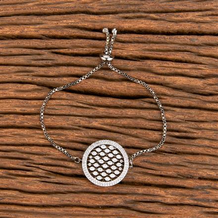 Cz Adjustable Bracelet With 2 Tone Rhodium Black Plating