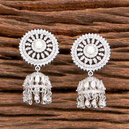 Cz Jhumki With 2 Tone Rhodium Plating