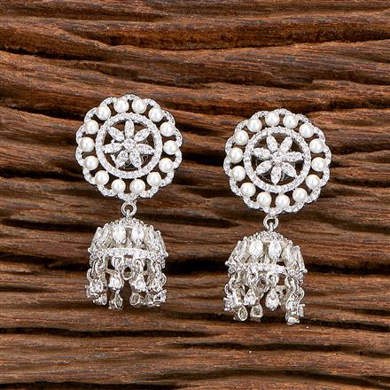 Cz Jhumki With 2 Tone Rhodium Black Plating