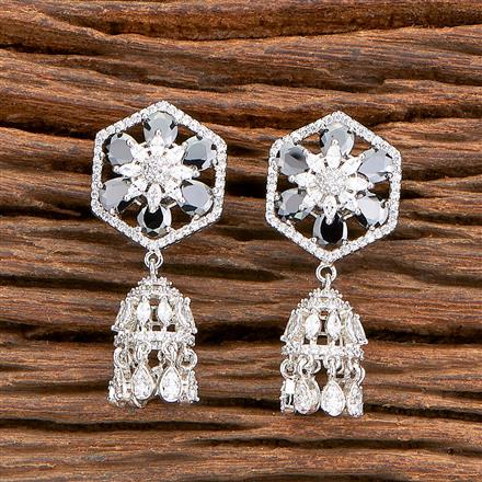 Cz Jhumki With Rhodium Plating