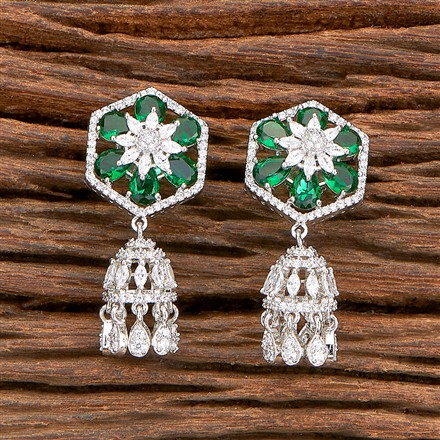 Cz Jhumki With Rhodium Plating