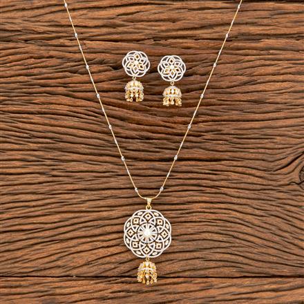 American Diamond Moti Pendant Set With 2 Tone Plating
