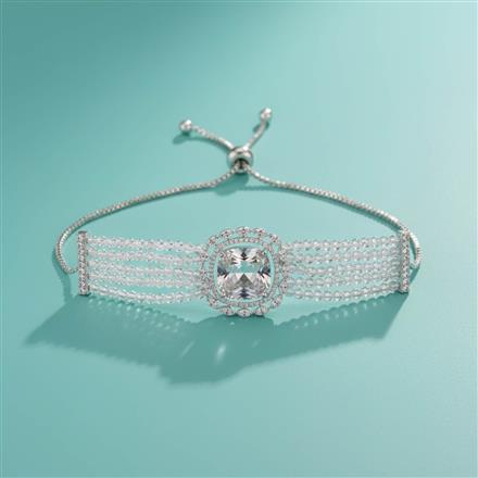Cubic Zirconia Bandhai Bracelet With Rhodium Plating