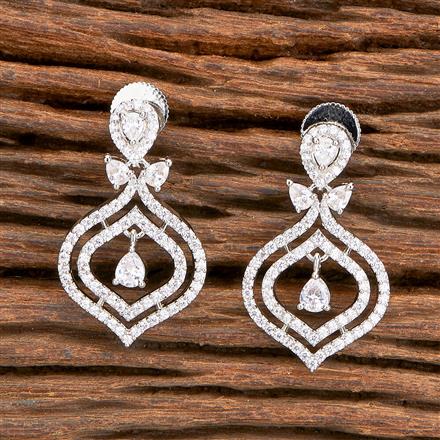 Cubic Zirconia Short Earring With 2Tone Rhodium Plating