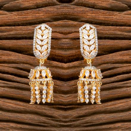 American Diamond Delicate Jhumki With 2 Tone Rhodium Plating