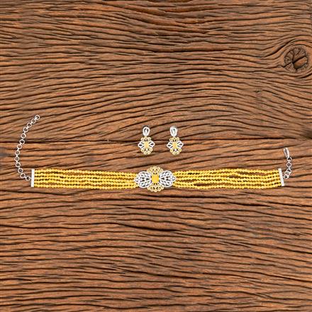 American Diamond Bandhai Necklace With Rhodium Plating