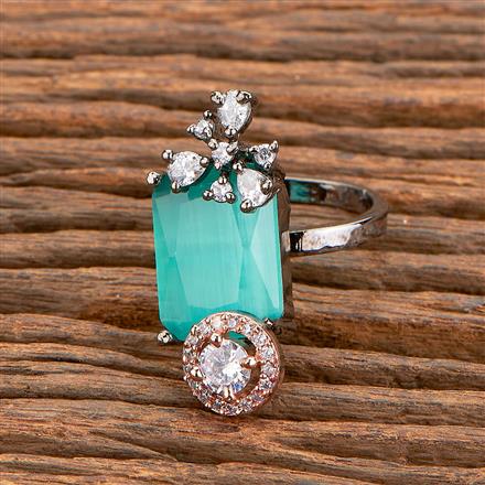 Cubic Zirconia Adjustable Ring With Black Plating