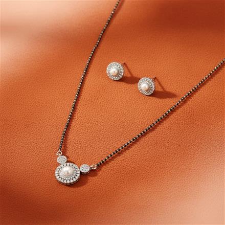 Cubic Zirconia Classic Mangalsutra With 2Tone Rhodium Plating