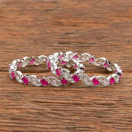 Cubic Zirconia Classic Bangles With Rhodium Plating
