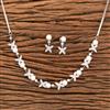American Diamond Pearl Necklace With Rhodium Plating Mehndi Plating