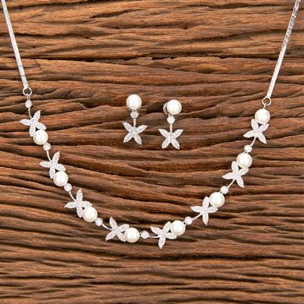 Cubic Zirconia Delicate Necklace With Rhodium Plating