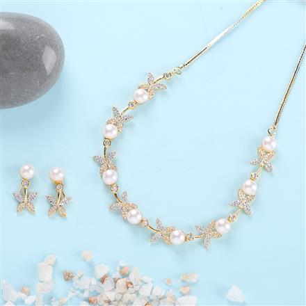 Cubic Zirconia Delicate Necklace With 2Tone Plating