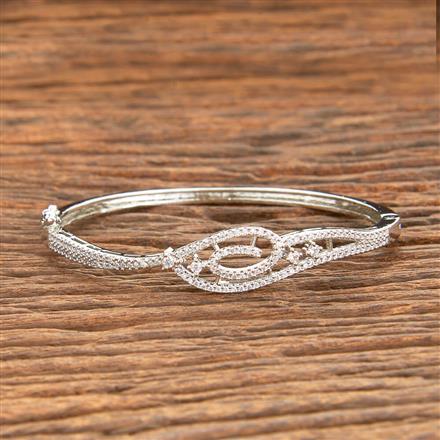 American Diamond Classic Kada With 2 Tone Rhodium Plating