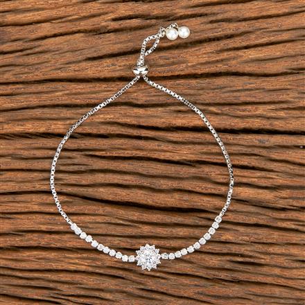 Cubic Zirconia Adjustable Bracelet With Gold Rhodium Plating