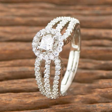 American Diamond Delicate Ring With 2 Tone Rhodium Plating