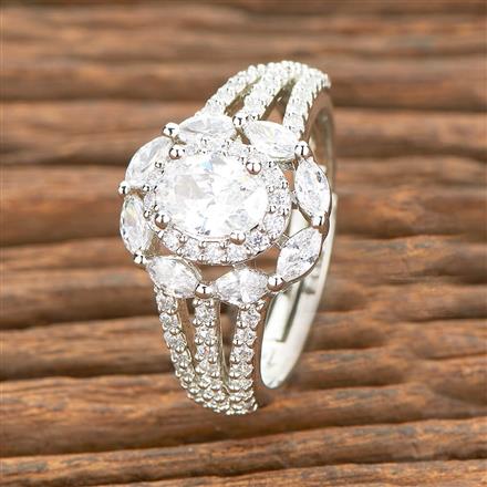 American Diamond Delicate Ring With 2 Tone Rhodium Plating