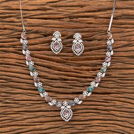 Cubic Zirconia Classic Necklace With Rhodium Plating
