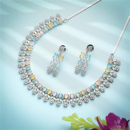 Cubic Zirconia Classic Necklace With Rhodium Plating