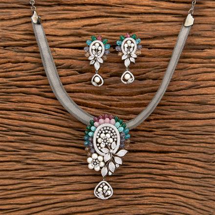 Cubic Zirconia Classic Pendant Set With Black Plating