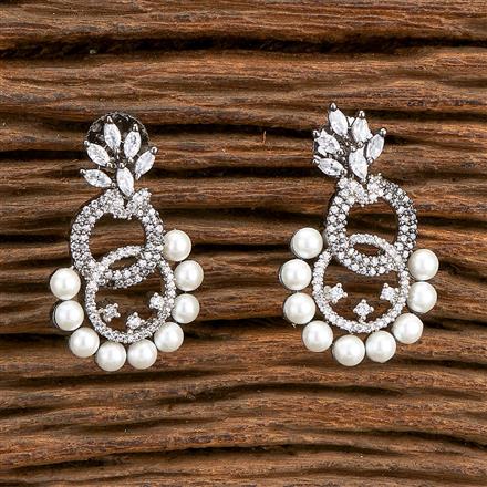 American Diamond Moti Earring With Black Plating