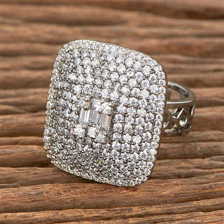 American Diamond Adjustable Ring With Black Plating