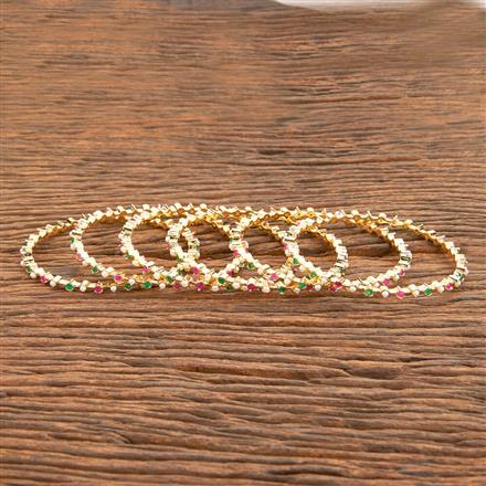 American Diamond Moti Bangles With Gold Plating