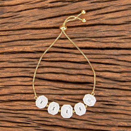 American Diamond Adjustable Bracelet With 2 Tone Rhodium Plating