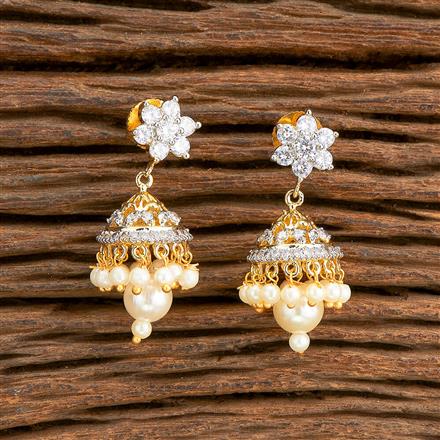 American Diamond Delicate Jhumki With 2 Tone Rhodium Plating
