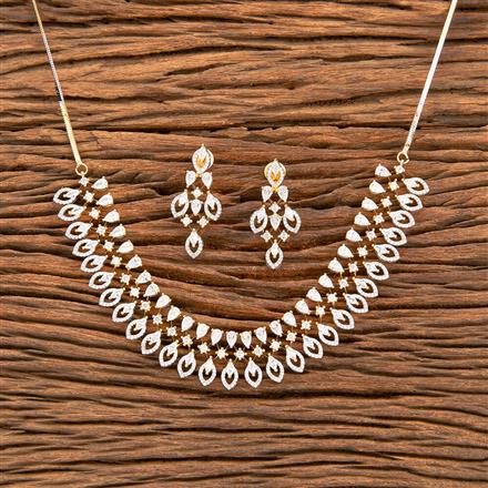 American Diamond Classic Necklace With 2 Tone Rhodium Plating