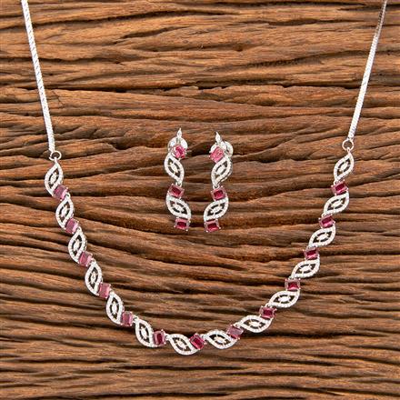 American Diamond Classic Necklace With Rhodium Plating